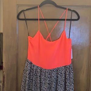 NWT sz L neon coral & cheetah print maxi d…